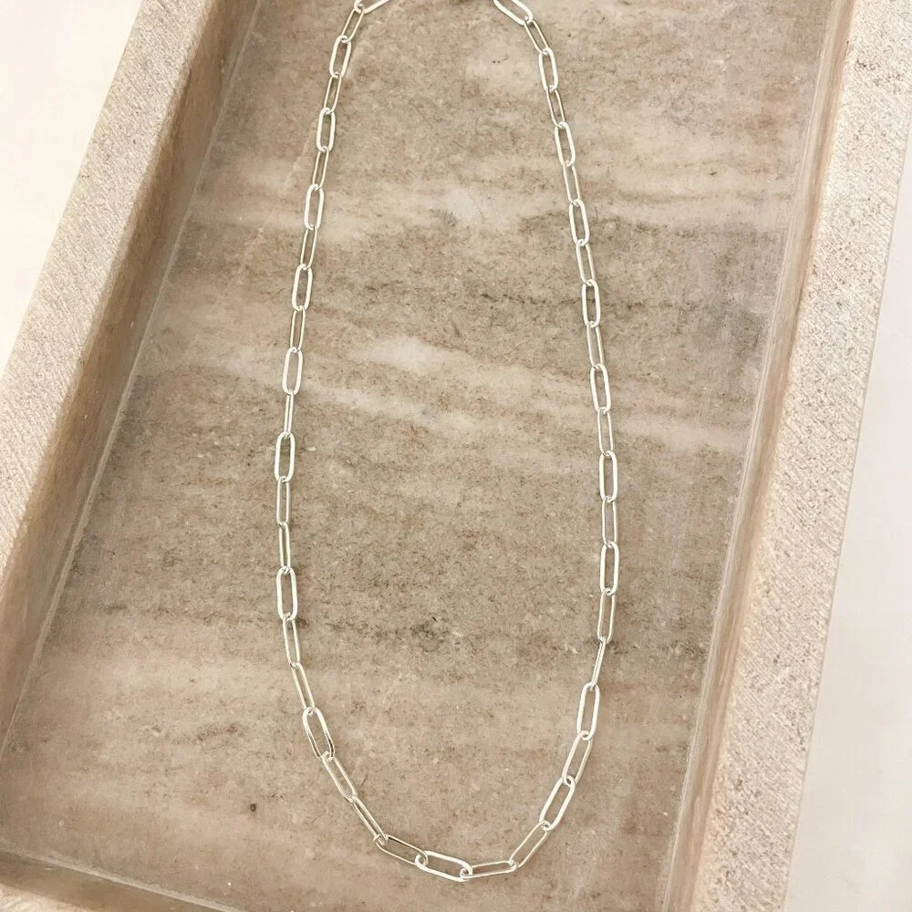 925 Sterling Silver Paperclip Necklace Minimalist Stacking Layer Necklace - Picture 4 of 6